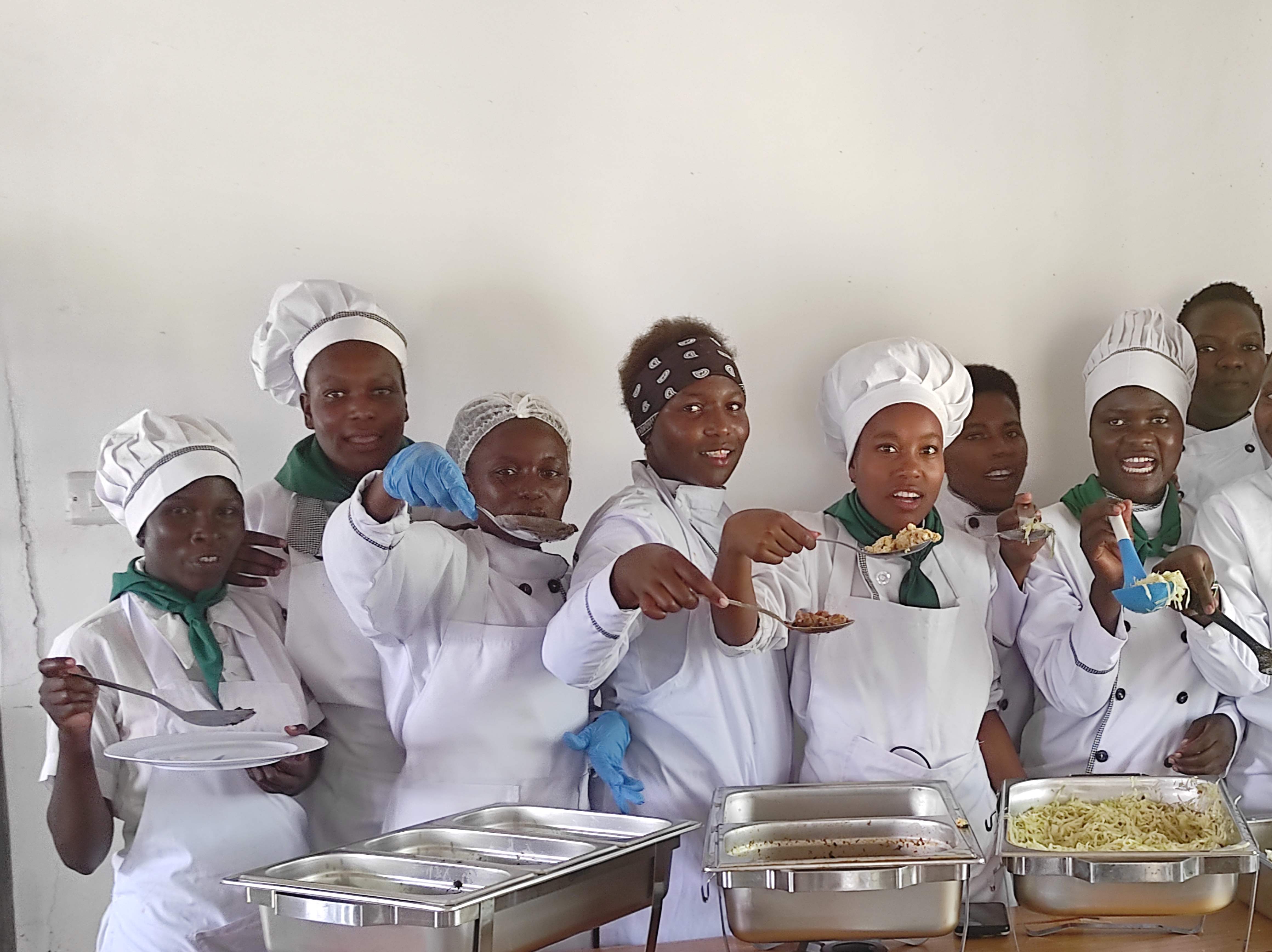 Students studying culinary arts